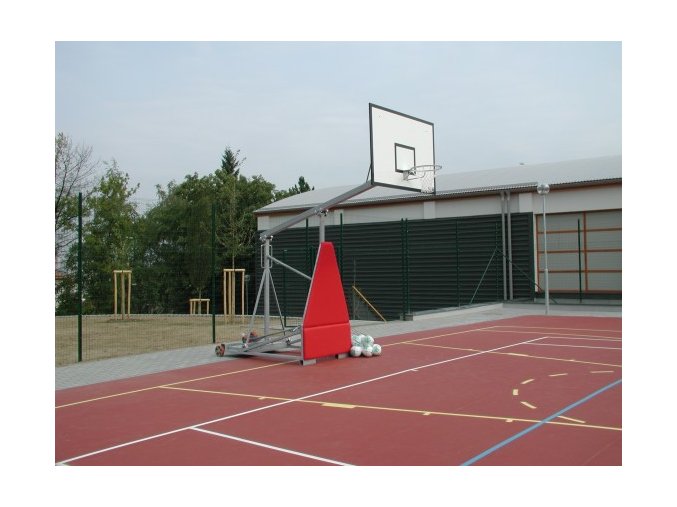 Basketbalová konstrukce DOR-SPORT, mobilní, sklopná, deska 1800x1050 mm