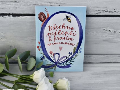 Přáníčko "Všechno nejlepší k prvním narozeninám"