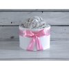 Mini plenkovy dort s medvidem korpus tetra plena, ruzova stuha
