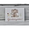 Přáníčko "Gratulujeme" se sloníkem