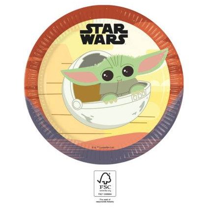 296318 papirovy talirek na party 23cm 8ks star wars yoda procos