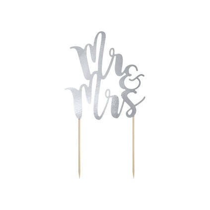 105419 partydeco zapichovaci dekorace na dort stribrna mr mrs