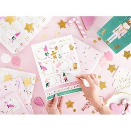 0014626 sada samolepek a jmenovek na darky ruzova 26 ks 600