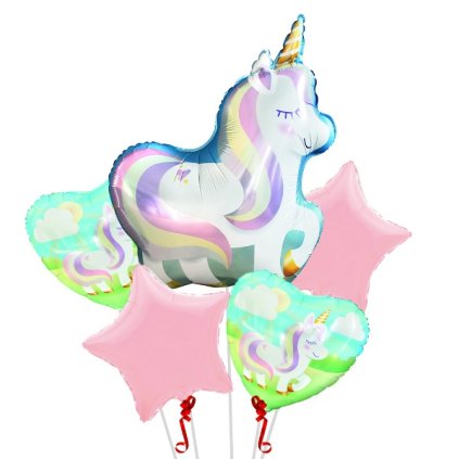 0030595 sada foliovych balonku duhovy jednorozec 5 ks 600