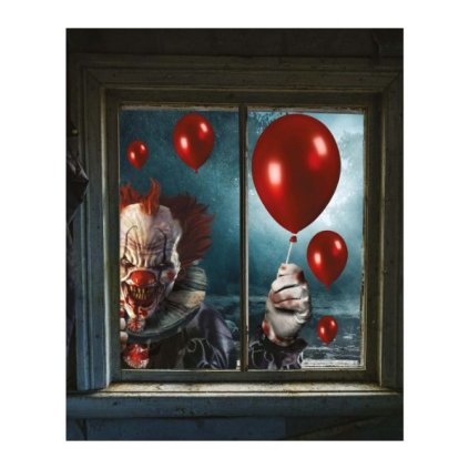 0026675 halloweenska dekorace do okna desivy klaun 30 x 40 cm 600