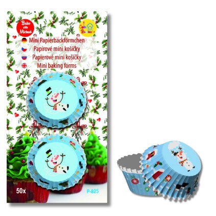 Papírové košíčky na pralinky a vánoční cukroví 50ks | Sněhulák