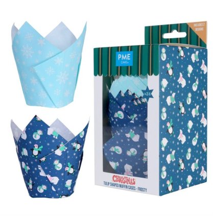 342791 pme kosicky na muffiny tulip vanocni se snehovymi vlockami a snehulaky 24 ks