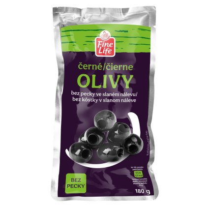 Fine Life Olivy černé ve slaném nálevu 180 g