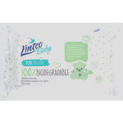 LINTEO Biodegradable Ubrousky vlhčené dětské 48 ks