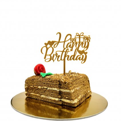 Happy Birthday s dárečkem - dekorace na dort