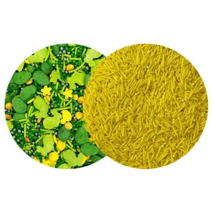 355538 cukrove zdobeni zlute a zelene spring friends a tycinky zlute 100 g