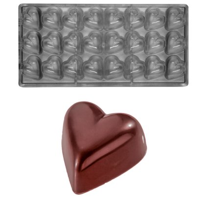 16052 forma na pralinky srdce 11g 3x8 tvaru forma