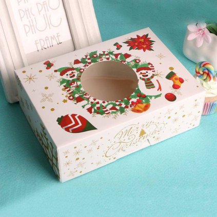 371543 krabicka na vanocni cukrovi vanocni venec 22x15x7cm cakesicq