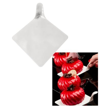 7133 podlozka s uchytem na dezert plast 8x8cm bily 50 ks bal