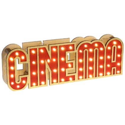 0032560 svitici napis cinema drevena dekorace s led svetly 600