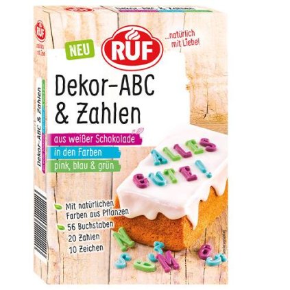 223925 barevna cokoladova cisla a pismena 32g ruf