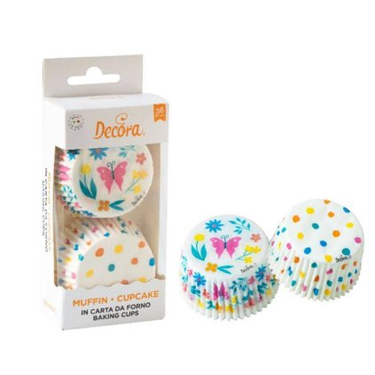 293147 kosicky na muffiny 36ks 50x32mm s puntiky a motylem decora
