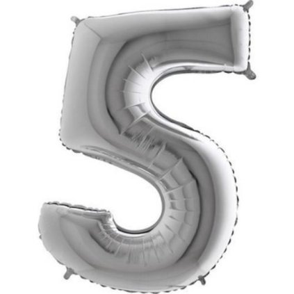 151610 grabo balonek cislice 5 stribrna 102 cm folie 1 ks
