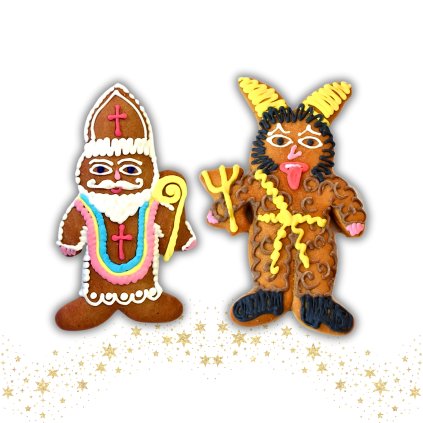 Mikulášský perník - Čert a Mikuláš, sada 2ks - velký