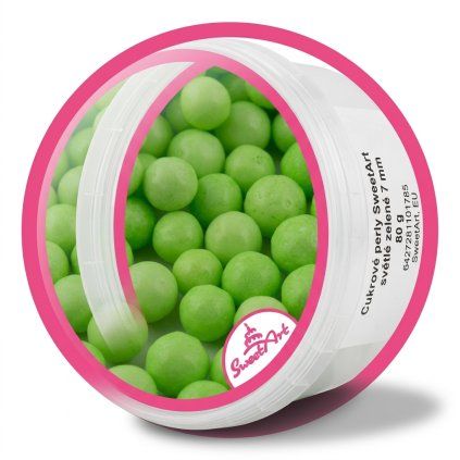 Cukrové perly, světle zelené 7 mm 80g