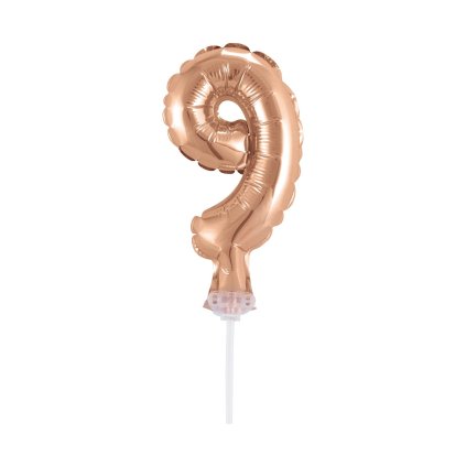 ČÍSLICE NA DORT nafukovací - 9 - ROSE GOLD - 13cm