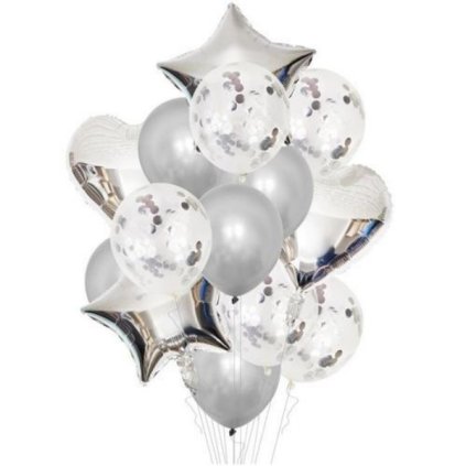 0014647 balonkovy buket stribrny 14 ks 600