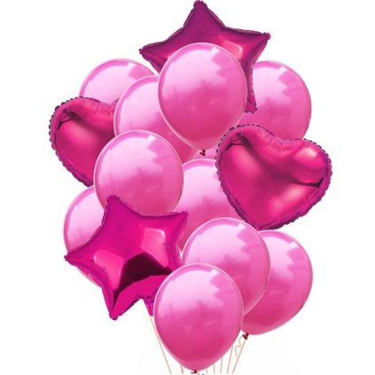 0025241 balonkovy buket tmave ruzovy 14 ks 600