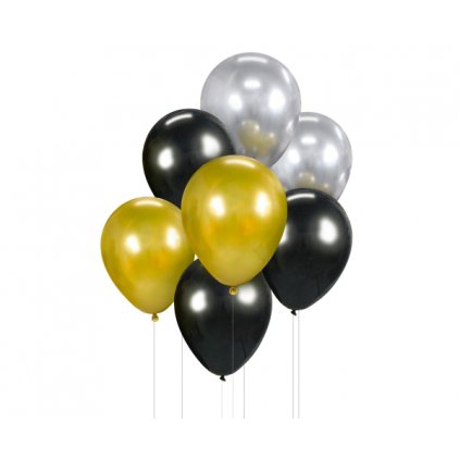 0018173 balonkovy buket zlata stribrna cerna 7 ks 600