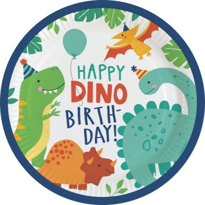 0020682 eko papirove talire happy dino birthday 23 cm 8 ks 600