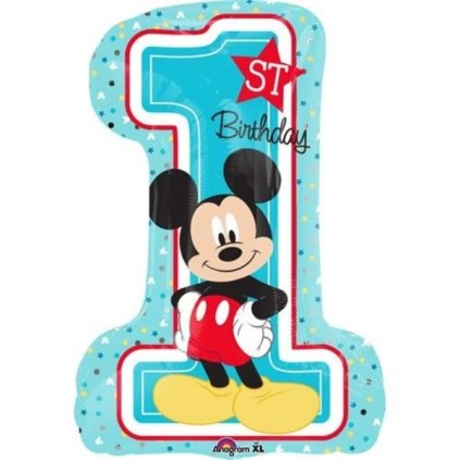 158177 1 foliovy balonek mickey 48x71cm cislo jedna amscan