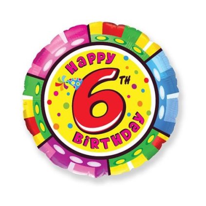 160937 foliovy balonek happy birthday cislo 6 45cm nebaleny