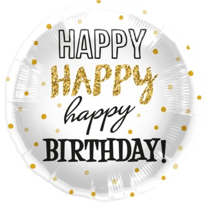 0022544 foliovy balonek zlate puntiky happy birthday 45 cm folat 600