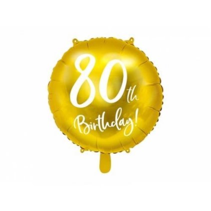 0013617 foliovy balonek zlaty 80th birthday 45 cm 600
