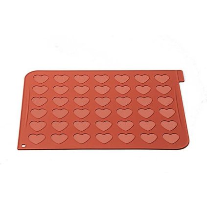 71423 1 forma na makronky ve tvaru srdce silikonova hneda silikomart
