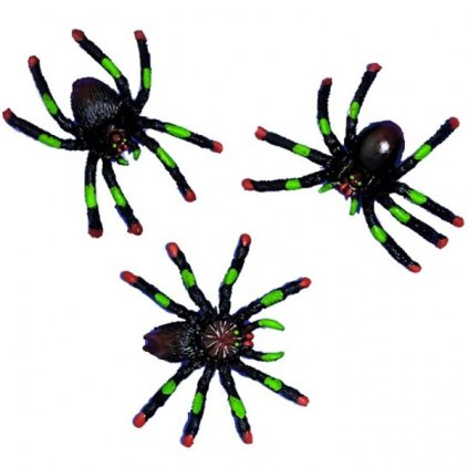 233207 halloweenska dekorace zeleno cerny pavouci 8 ks