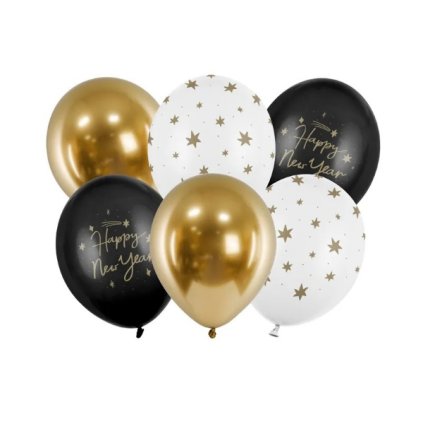 0021140 latexove balonky happy new year mix 30 cm 6 ks 600