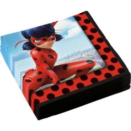 161048 1 ubrousky 20ks 33x33cm miraculous ladybug amscan