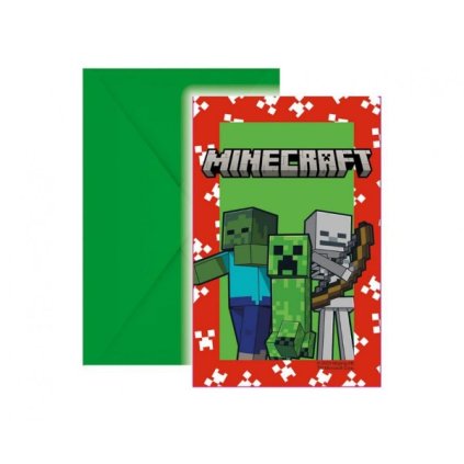 287896 party pozvanky minecraft creeper 6 ks