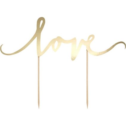 109709 2 partydeco zapichovaci dekorace na dort zlata love kpt1 019 dortis
