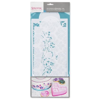 173849 stencil na dort 2x 37x17 a 33x15cm kvetinove vzory stadter