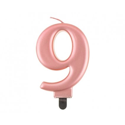0017363 svicka narozeninova cislice 9 metalicka rosegold 8 cm 600