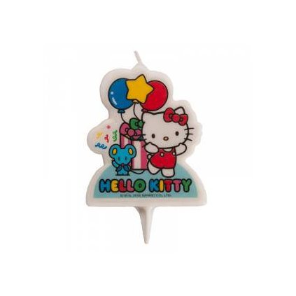 283660 svicka na dort hello kitty 7cm s myskou a balonky dekora
