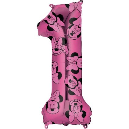 255783 1 balonek ruzovy 66x27cm minnie cislo 1 amscan