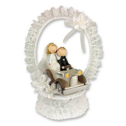93947 1 svatebni figurka na dort 1ks svatba v aute 220mm gunthart