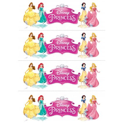Jedlý papír princezny Disney - na bok dortu 4 x pásek 6 x 19 cm