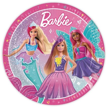 298673 1 eko papirove talirky barbie 23 cm 8 ks