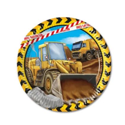 0024846 eko papirove talirky staveniste bagr 23 cm 8 ks 600