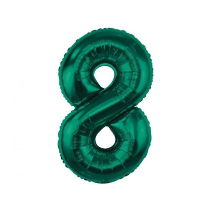 297566 1 foliovy balonek cislice 8 tmave zelena 85 cm