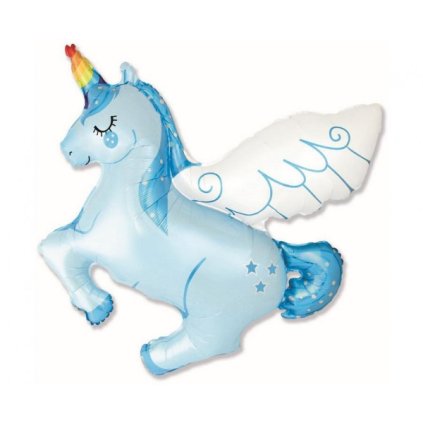 0023870 foliovy balonek letajici jednorozec modry duhovy roh 110 cm 600