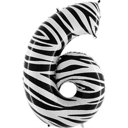 294848 nafukovaci balonek cislo 6 zebra 102cm extra velky grabo